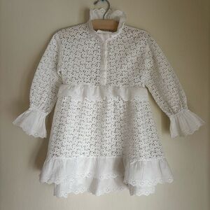 Philosophy Kids White Lace Mock Neck Ruffle Dress